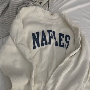 Brandy Melville Cream Waffle Knit Naples thermal longsleeve crop Top